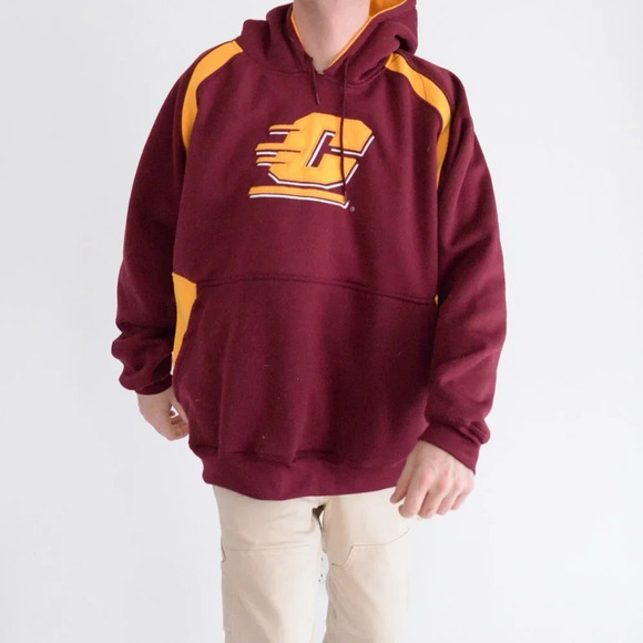Vintage NCAA Colosseum  Maroon Cent. Michigan Chippewas Lantern Pullover Hoodie - Picture 1 of 13